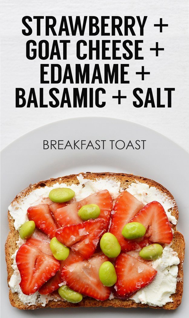 7. Goat Cheese + Sliced Strawberries + Shelled Edamame + Balsamic Vinegar + Sea Salt