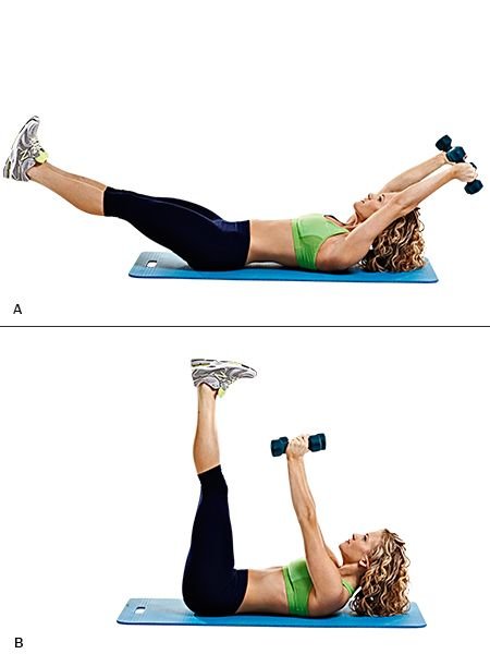 Crunches with leg extensions