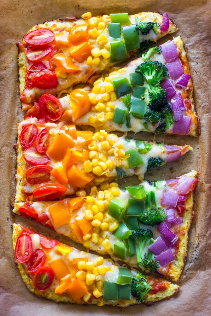 Low-Carb Recipes - Rainbow Cauliflower Crust Pizza